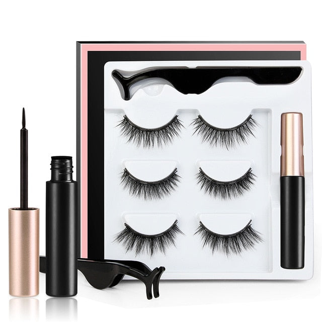 3/5pair Of 3D Magnetic Eyelashes Handmade Eyelashes Eye Makeup Extended False Eyelashe Repeated Use Magnetic Fake Eyelashe TSLM1