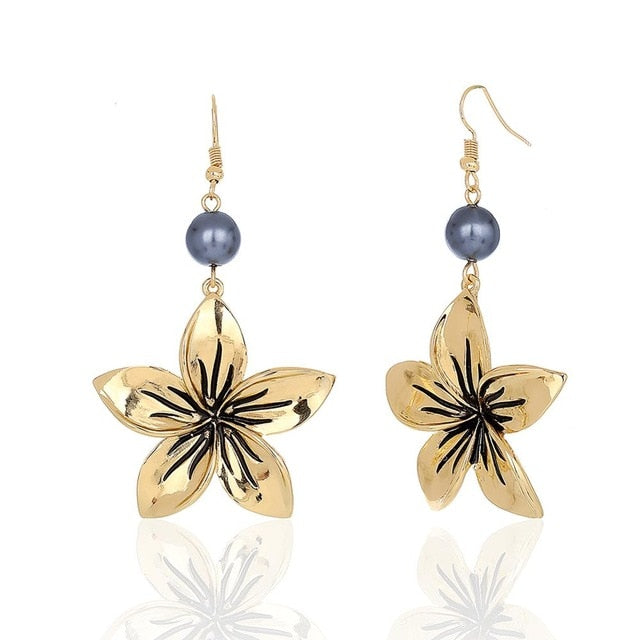 Hawaiian Pearl Leaf Long Drop Earrings Fashion Jewelry 2020 for Women Trendy Dangle Hangling Earring Earing Wholesale Price