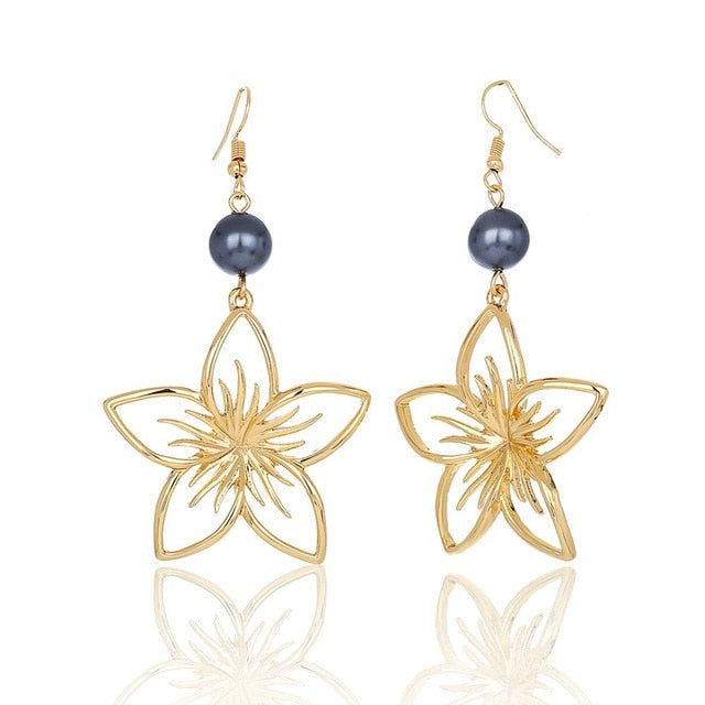 Hawaiian Pearl Leaf Long Drop Earrings Fashion Jewelry 2020 for Women Trendy Dangle Hangling Earring Earing Wholesale Price