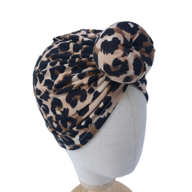 1Single Pcs Mom Baby Matching Turban Spring Autumn Leopard Flower Printed Turban Infant Headwrap Hair Accessories for Newborn