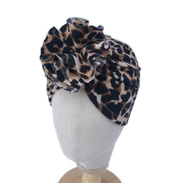 1Single Pcs Mom Baby Matching Turban Spring Autumn Leopard Flower Printed Turban Infant Headwrap Hair Accessories for Newborn