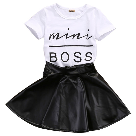 Citgeett Summer Kid girls clothes Casual Clothing Sets Baby Girls Kids Clothes Set T Shirt+Short Skirts Black Outfits