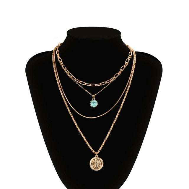 Ingemark Punk Miami Cuban Choker Necklace Colar Hip Hop Big Thick Chunky Chain Fashion Queen Coin Pendant Necklace Women Jewelry