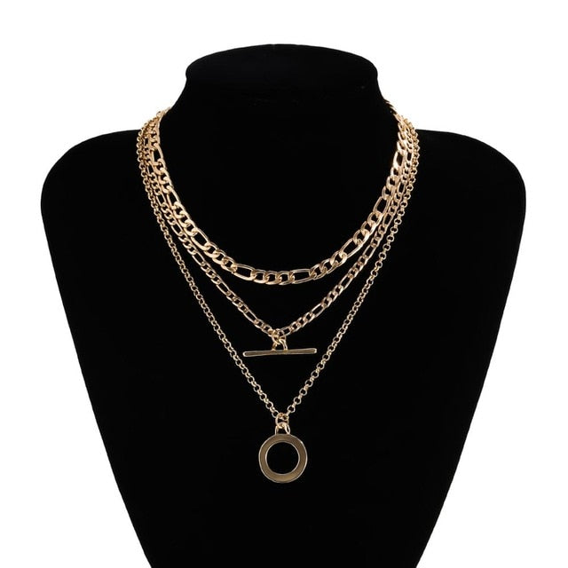 Ingemark Punk Miami Cuban Choker Necklace Colar Hip Hop Big Thick Chunky Chain Fashion Queen Coin Pendant Necklace Women Jewelry