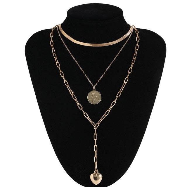 Ingemark Punk Miami Cuban Choker Necklace Colar Hip Hop Big Thick Chunky Chain Fashion Queen Coin Pendant Necklace Women Jewelry