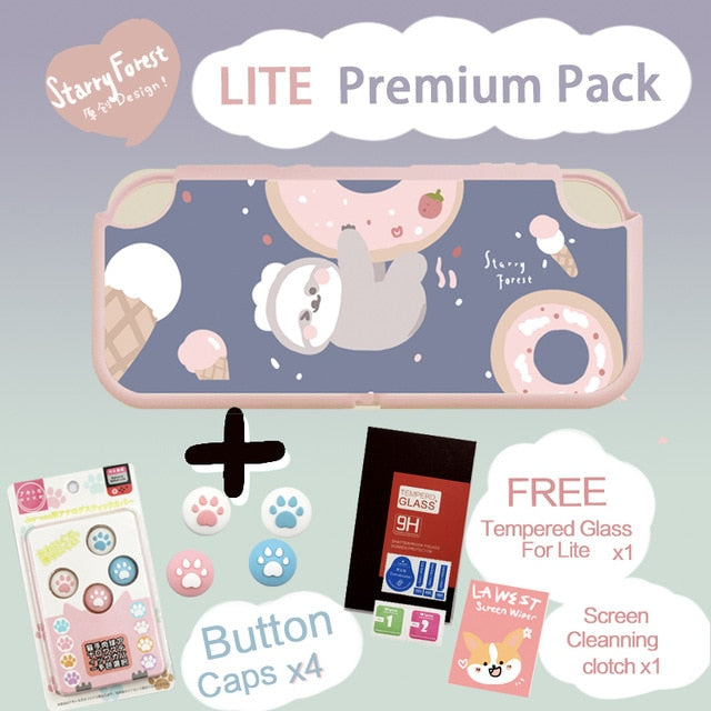 STARRY FOREST Doughnut Sloth Contrast color soft protective cute case for Nintendo Switch blue and pink for girls