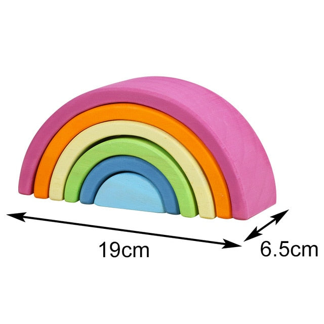Baby Large Rainbow Stacker Wooden Toys For Kids Creative Rainbow Building Blocks Montessori Educational Toy Children