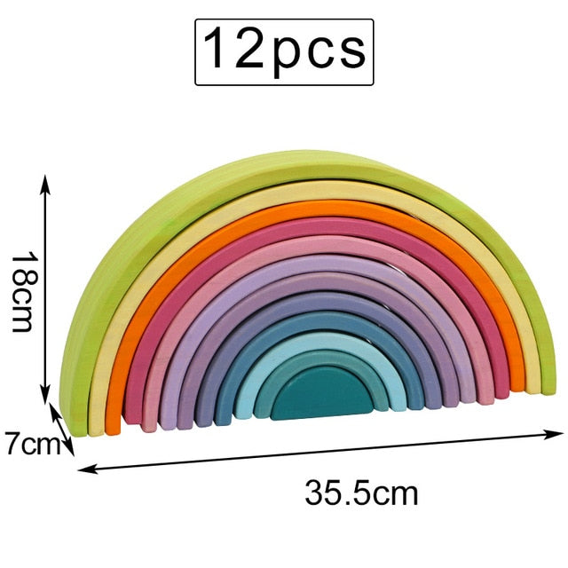 Baby Large Rainbow Stacker Wooden Toys For Kids Creative Rainbow Building Blocks Montessori Educational Toy Children