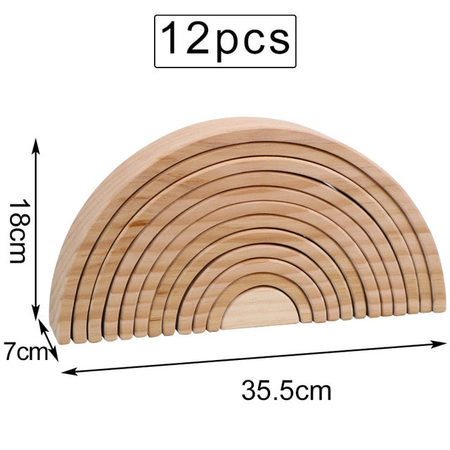 Baby Large Rainbow Stacker Wooden Toys For Kids Creative Rainbow Building Blocks Montessori Educational Toy Children