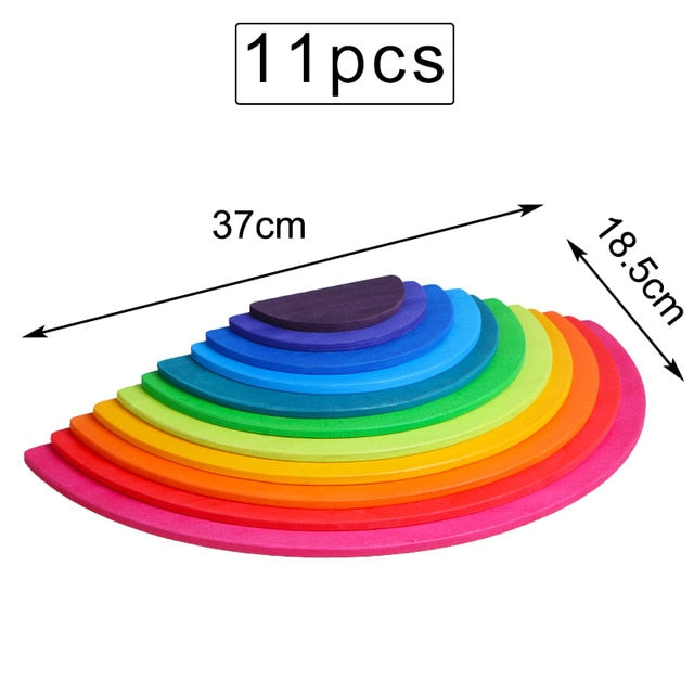Baby Large Rainbow Stacker Wooden Toys For Kids Creative Rainbow Building Blocks Montessori Educational Toy Children