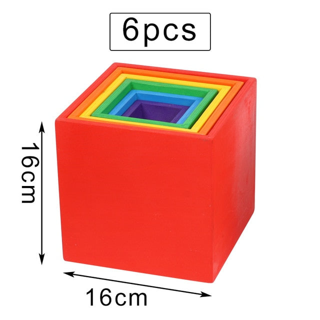 Baby Large Rainbow Stacker Wooden Toys For Kids Creative Rainbow Building Blocks Montessori Educational Toy Children