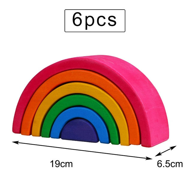 Baby Large Rainbow Stacker Wooden Toys For Kids Creative Rainbow Building Blocks Montessori Educational Toy Children