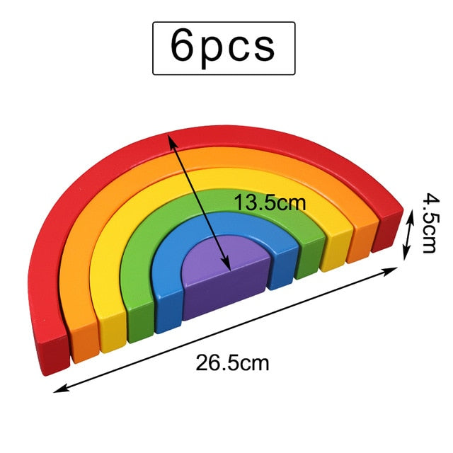 Baby Large Rainbow Stacker Wooden Toys For Kids Creative Rainbow Building Blocks Montessori Educational Toy Children