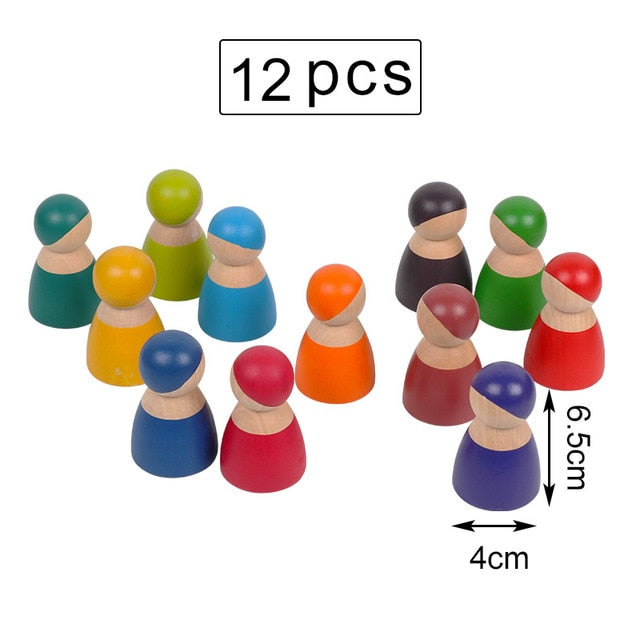 Baby Large Rainbow Stacker Wooden Toys For Kids Creative Rainbow Building Blocks Montessori Educational Toy Children