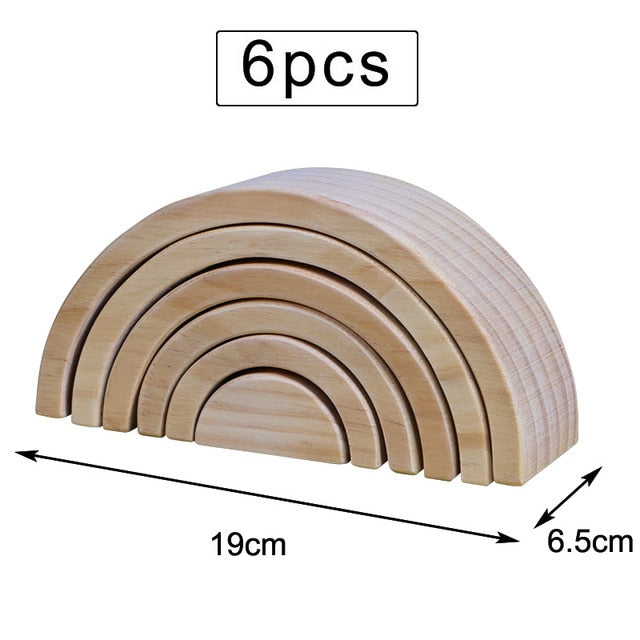 Baby Large Rainbow Stacker Wooden Toys For Kids Creative Rainbow Building Blocks Montessori Educational Toy Children