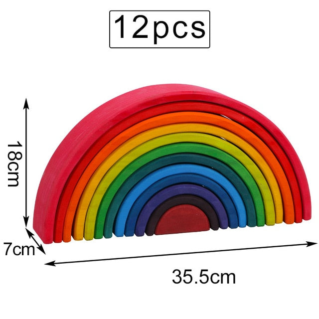 Baby Large Rainbow Stacker Wooden Toys For Kids Creative Rainbow Building Blocks Montessori Educational Toy Children
