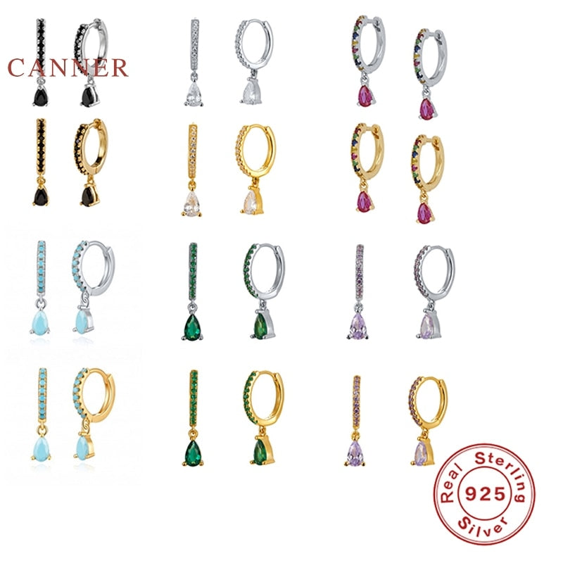 CANNER Diamond-studded Zircon Water Earrings Hoops 925 Sterling Silver Earrings For Women Silver Jewelry Earring Aretes