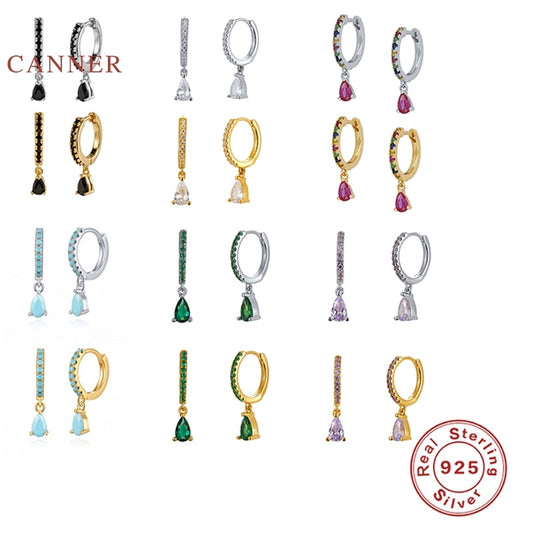 CANNER Diamond-studded Zircon Water Earrings Hoops 925 Sterling Silver Earrings For Women Silver Jewelry Earring Aretes