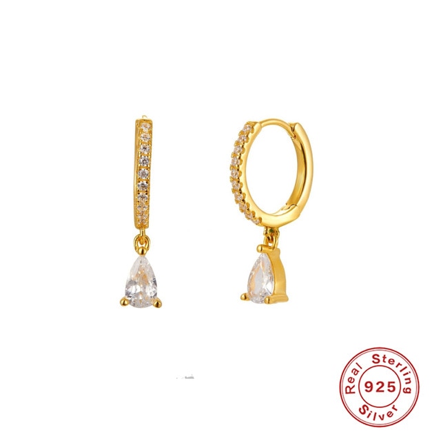 CANNER Diamond-studded Zircon Water Earrings Hoops 925 Sterling Silver Earrings For Women Silver Jewelry Earring Aretes
