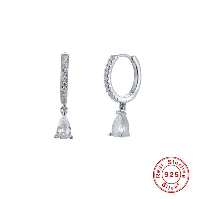 CANNER Diamond-studded Zircon Water Earrings Hoops 925 Sterling Silver Earrings For Women Silver Jewelry Earring Aretes