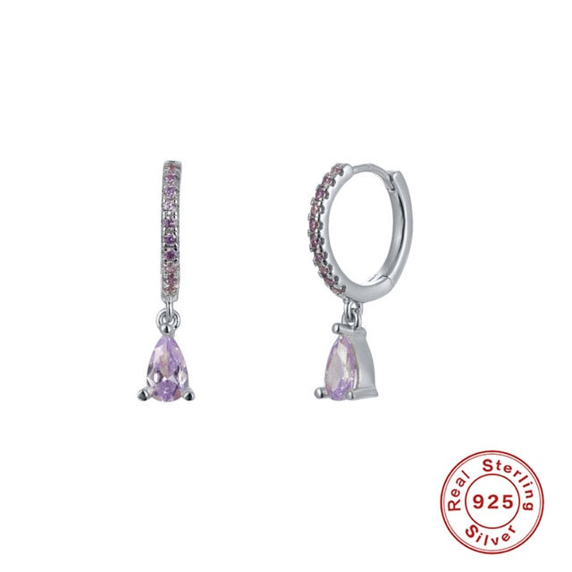 CANNER Diamond-studded Zircon Water Earrings Hoops 925 Sterling Silver Earrings For Women Silver Jewelry Earring Aretes
