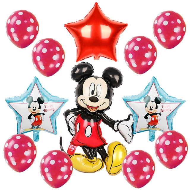 Mickey minnie foil balloons 1st birthday party decorations kids ballon number 1 globos dot latex Children's toy baby shower girl