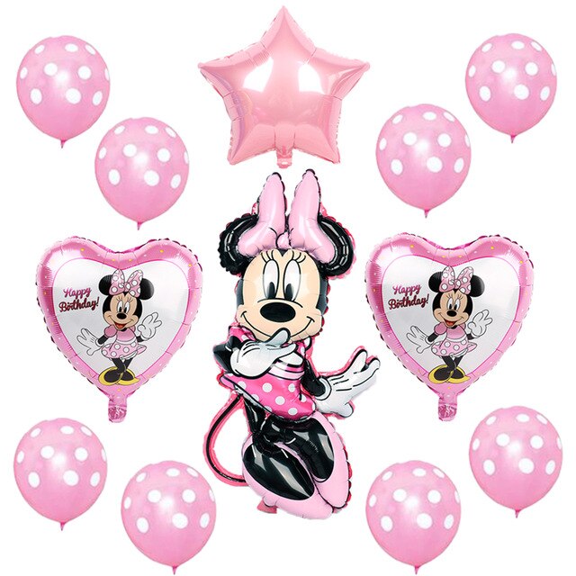 Mickey minnie foil balloons 1st birthday party decorations kids ballon number 1 globos dot latex Children's toy baby shower girl