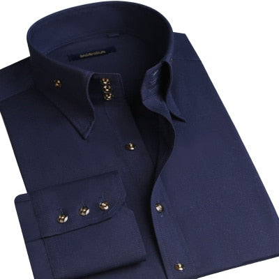 Men's Blouse Dress Long Sleeve Luxury Button Up Silk Cotton Shirt Slim Fit Western Hand Sewing Fashion Casual Design