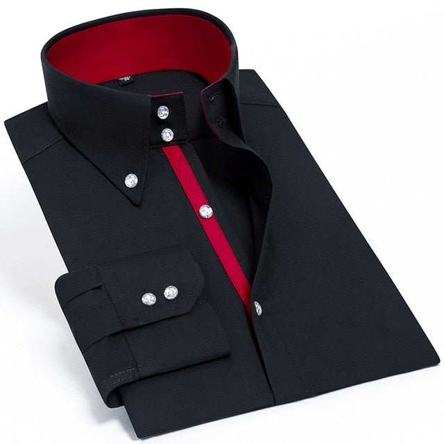 Men's Blouse Dress Long Sleeve Luxury Button Up Silk Cotton Shirt Slim Fit Western Hand Sewing Fashion Casual Design