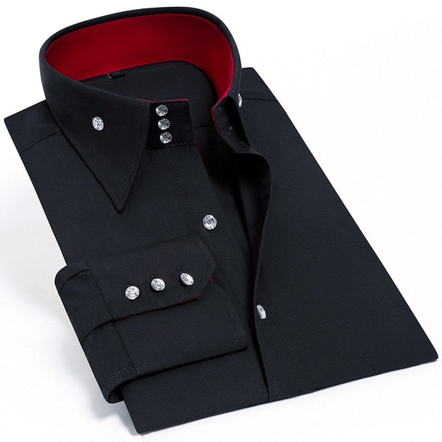 Men's Blouse Dress Long Sleeve Luxury Button Up Silk Cotton Shirt Slim Fit Western Hand Sewing Fashion Casual Design