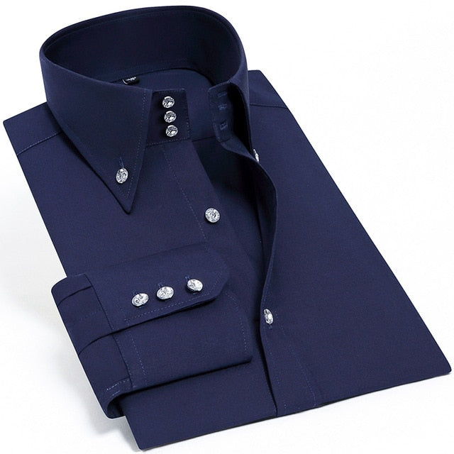 Men's Blouse Dress Long Sleeve Luxury Button Up Silk Cotton Shirt Slim Fit Western Hand Sewing Fashion Casual Design