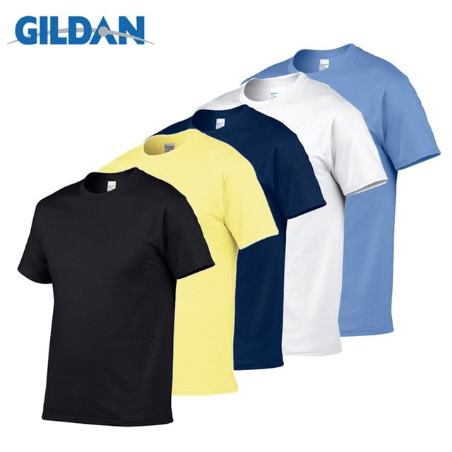 5pcs/Lot GILDAN Brand Solid Color T Shirt Mens Black And White 100% Cotton T-shirts Summer Skateboard Tee Boy Skate Tshirt Tops