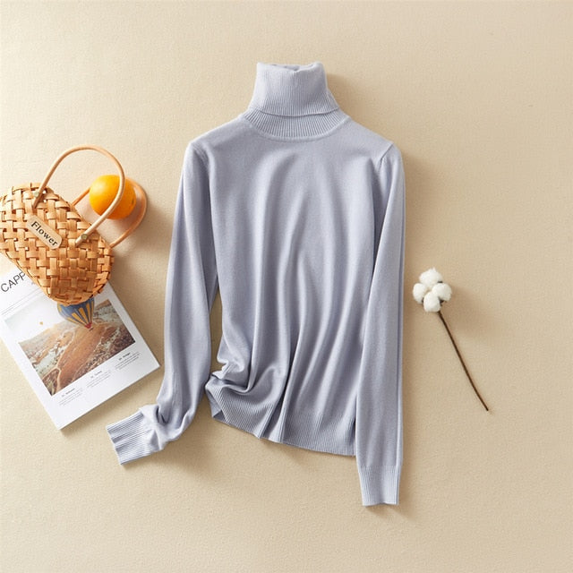 Marwin 2020 New-Coming Autumn Winter Solid Turn-Down Collar Pullovers Female Thick Turtleneck Knitted High Street  Women Sweater