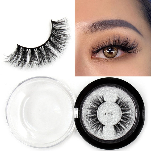 LEHUAMAO Mink Eyelashes 3D Mink Lashes Thick HandMade Full Strip Lashes Cruelty Free Mink Lashes Reusable False Eyelashes Makeup