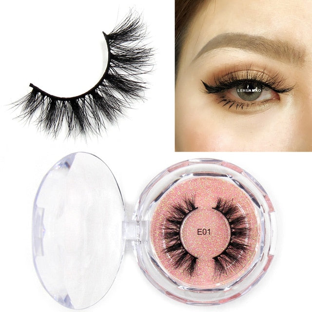 LEHUAMAO Mink Eyelashes 3D Mink Lashes Thick HandMade Full Strip Lashes Cruelty Free Mink Lashes Reusable False Eyelashes Makeup