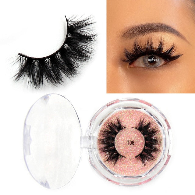 LEHUAMAO Mink Eyelashes 3D Mink Lashes Thick HandMade Full Strip Lashes Cruelty Free Mink Lashes Reusable False Eyelashes Makeup