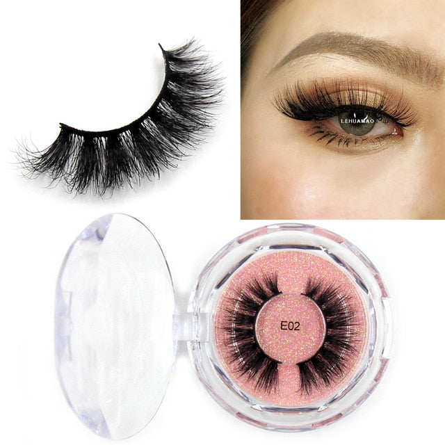 LEHUAMAO Mink Eyelashes 3D Mink Lashes Thick HandMade Full Strip Lashes Cruelty Free Mink Lashes Reusable False Eyelashes Makeup