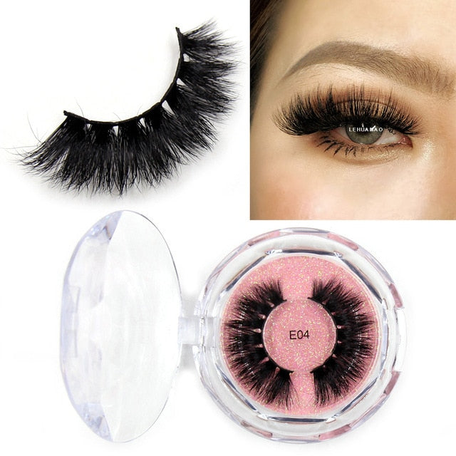 LEHUAMAO Mink Eyelashes 3D Mink Lashes Thick HandMade Full Strip Lashes Cruelty Free Mink Lashes Reusable False Eyelashes Makeup