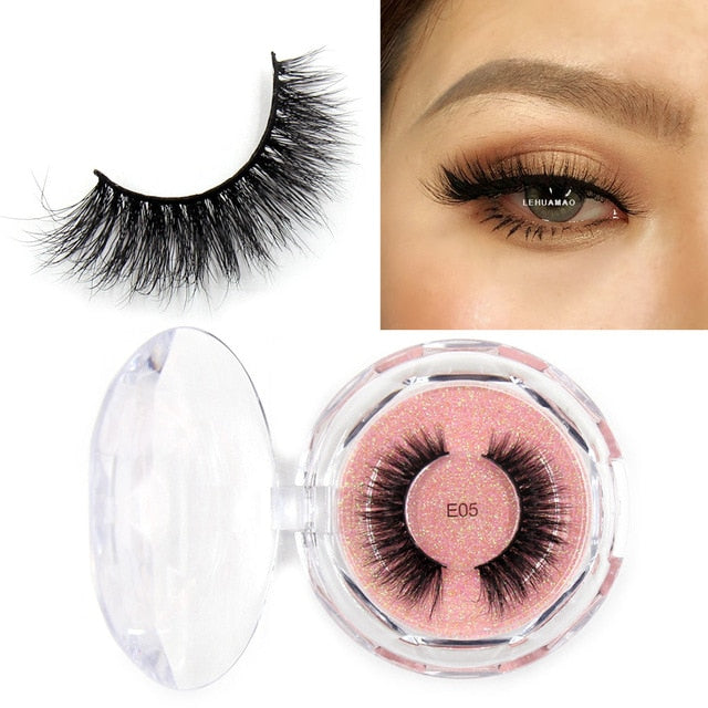 LEHUAMAO Mink Eyelashes 3D Mink Lashes Thick HandMade Full Strip Lashes Cruelty Free Mink Lashes Reusable False Eyelashes Makeup