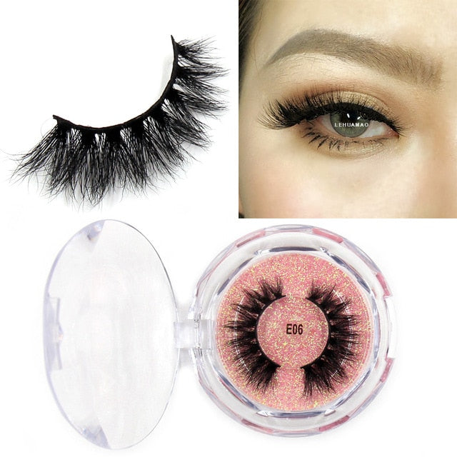 LEHUAMAO Mink Eyelashes 3D Mink Lashes Thick HandMade Full Strip Lashes Cruelty Free Mink Lashes Reusable False Eyelashes Makeup