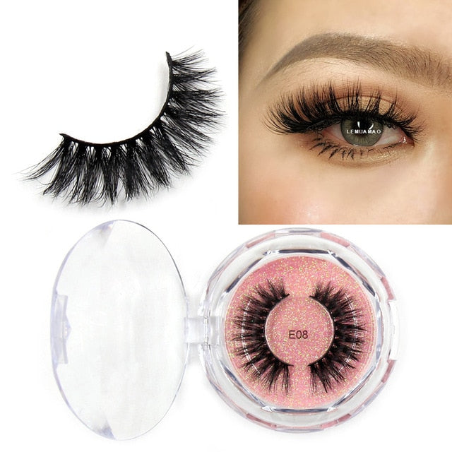 LEHUAMAO Mink Eyelashes 3D Mink Lashes Thick HandMade Full Strip Lashes Cruelty Free Mink Lashes Reusable False Eyelashes Makeup