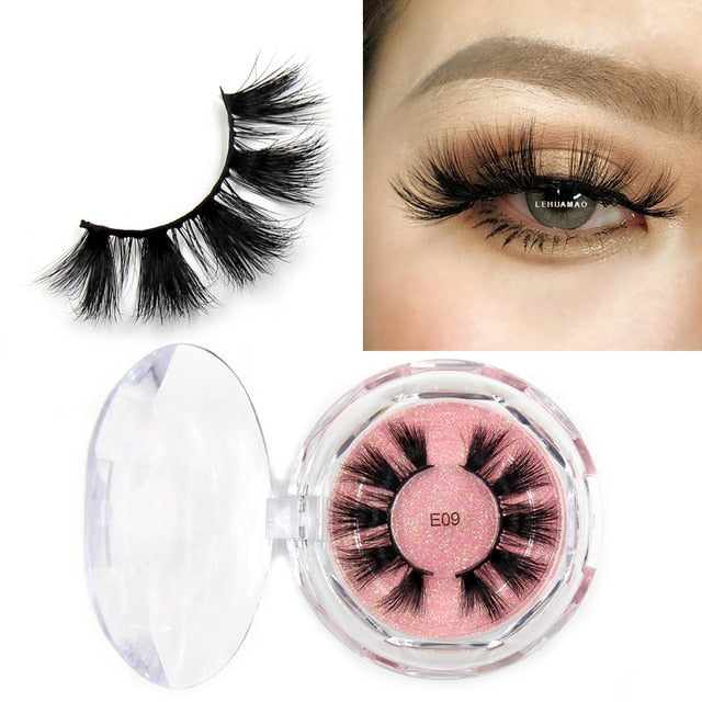 LEHUAMAO Mink Eyelashes 3D Mink Lashes Thick HandMade Full Strip Lashes Cruelty Free Mink Lashes Reusable False Eyelashes Makeup