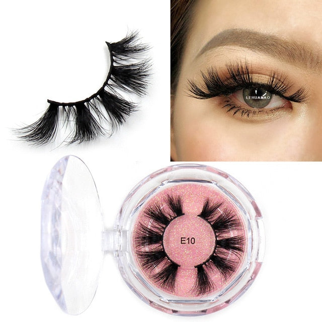 LEHUAMAO Mink Eyelashes 3D Mink Lashes Thick HandMade Full Strip Lashes Cruelty Free Mink Lashes Reusable False Eyelashes Makeup
