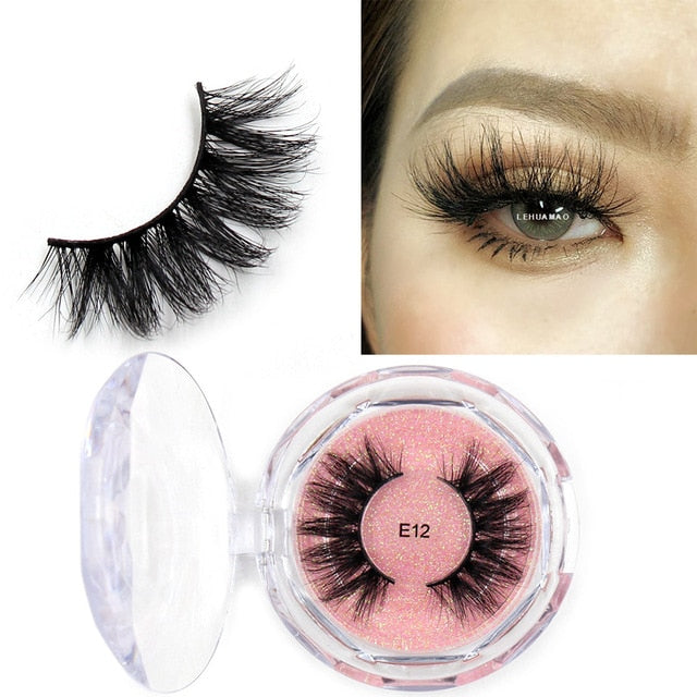 LEHUAMAO Mink Eyelashes 3D Mink Lashes Thick HandMade Full Strip Lashes Cruelty Free Mink Lashes Reusable False Eyelashes Makeup