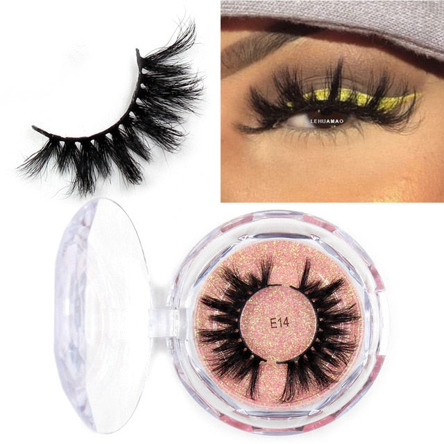 LEHUAMAO Mink Eyelashes 3D Mink Lashes Thick HandMade Full Strip Lashes Cruelty Free Mink Lashes Reusable False Eyelashes Makeup