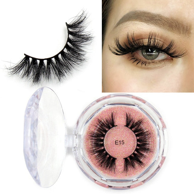 LEHUAMAO Mink Eyelashes 3D Mink Lashes Thick HandMade Full Strip Lashes Cruelty Free Mink Lashes Reusable False Eyelashes Makeup