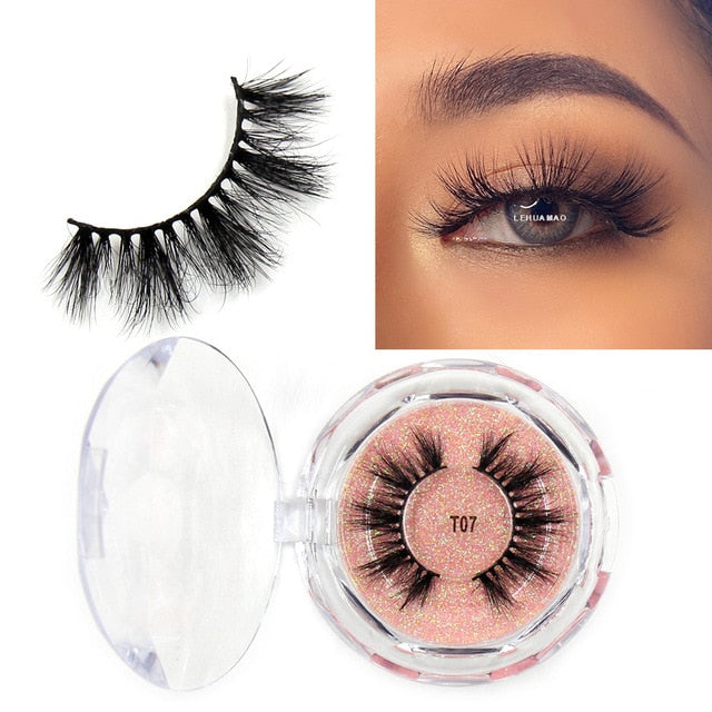 LEHUAMAO Mink Eyelashes 3D Mink Lashes Thick HandMade Full Strip Lashes Cruelty Free Mink Lashes Reusable False Eyelashes Makeup