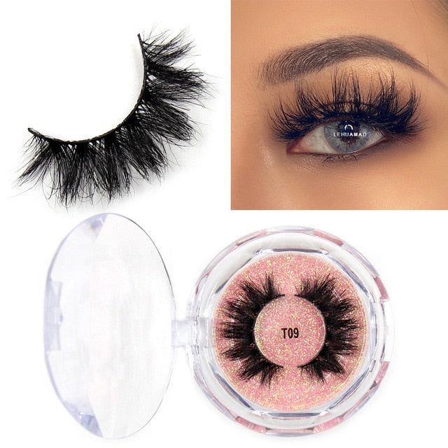 LEHUAMAO Mink Eyelashes 3D Mink Lashes Thick HandMade Full Strip Lashes Cruelty Free Mink Lashes Reusable False Eyelashes Makeup
