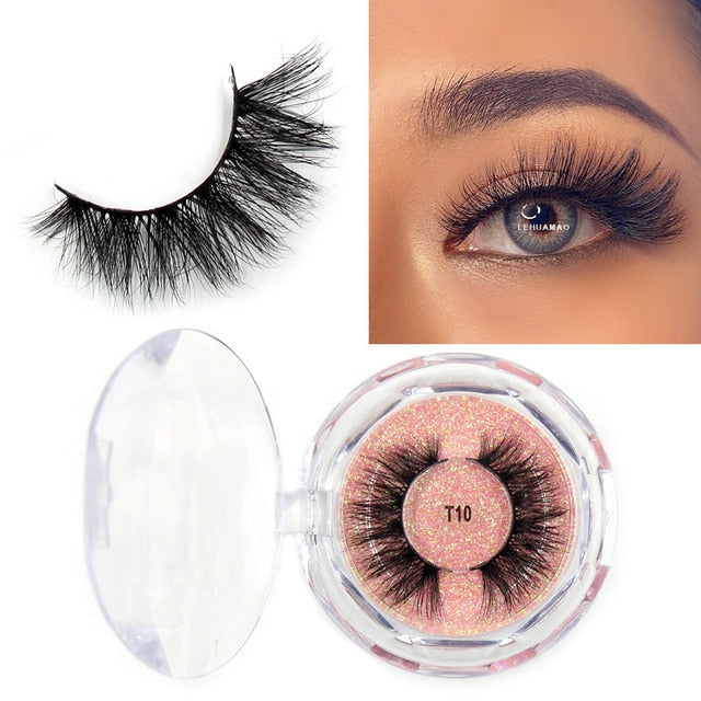 LEHUAMAO Mink Eyelashes 3D Mink Lashes Thick HandMade Full Strip Lashes Cruelty Free Mink Lashes Reusable False Eyelashes Makeup