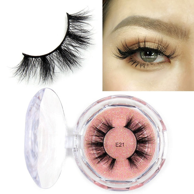 LEHUAMAO Mink Eyelashes 3D Mink Lashes Thick HandMade Full Strip Lashes Cruelty Free Mink Lashes Reusable False Eyelashes Makeup